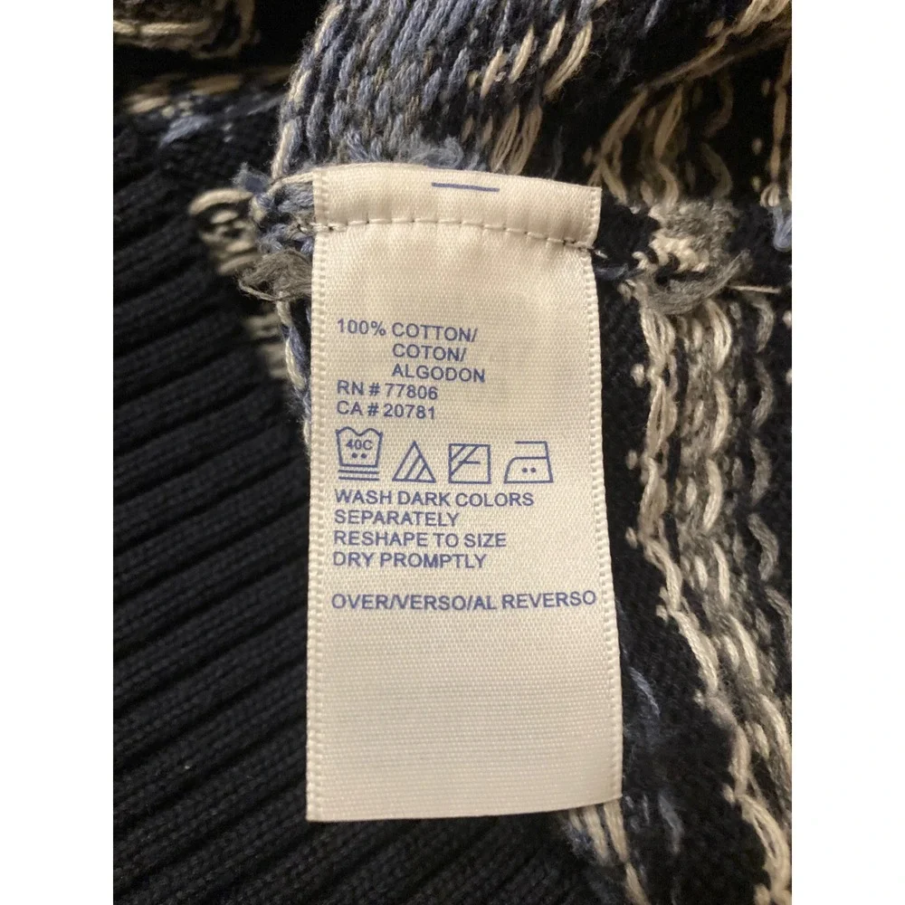 Tommy Hilfiger Women S Navy Fair Isle Cotton Knit Crewneck Sweater Cabin Nordic